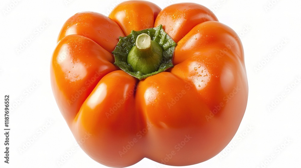Bright Orange Bell Pepper Isolated on White Background for Freshness Bright Orange Bell Pepper Isolated on White Background for Freshness