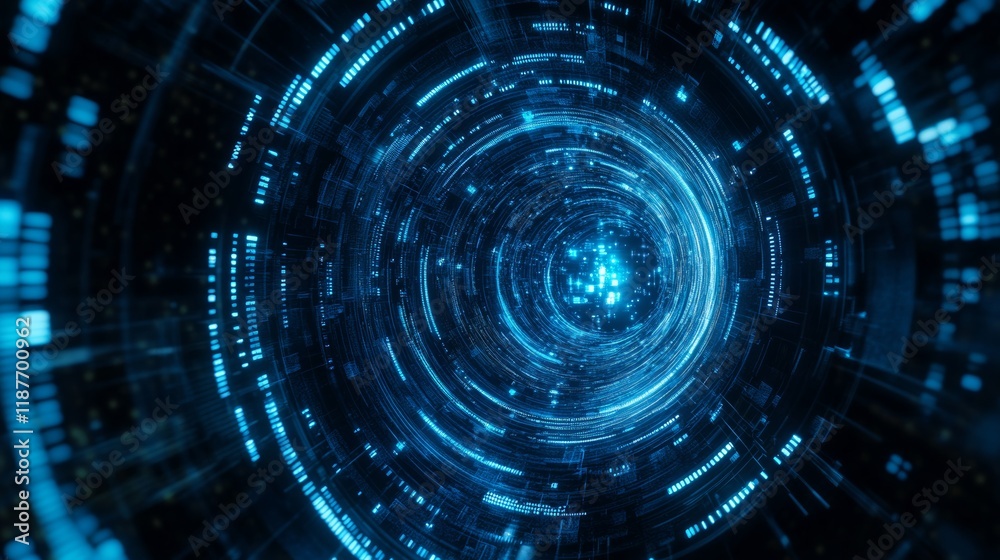 3D blue techno background. Big data visualization on dark space with dotted lines shape effect decoration. Modern graphic design element dots circle style concept for flyer, card, or brochure cover 3D blue techno background. Big data visualization on dark space with dotted lines shape effect decoration. Modern graphic design element dots circle style concept for flyer, card, or brochure cover