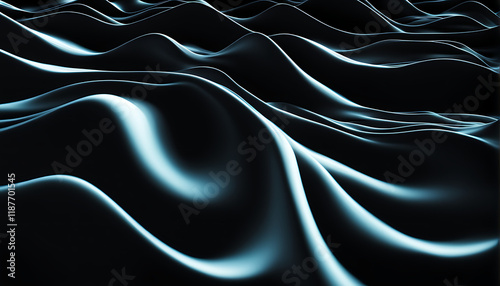 luminous 3d waves against a black background