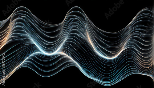 luminous 3d waves against a black background