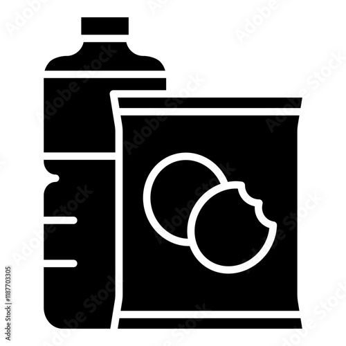 Food and drink, mineral water and snack glyph solid icon