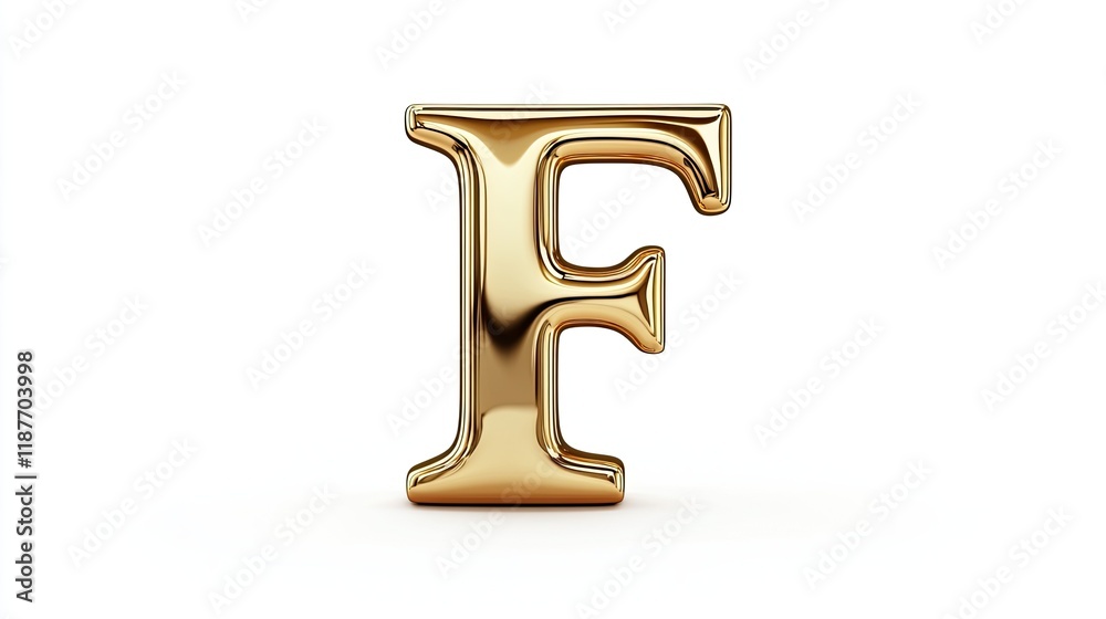 Shiny golden letter F, 3D rendering, isolated on white background. Shiny golden letter F, 3D rendering, isolated on white background.