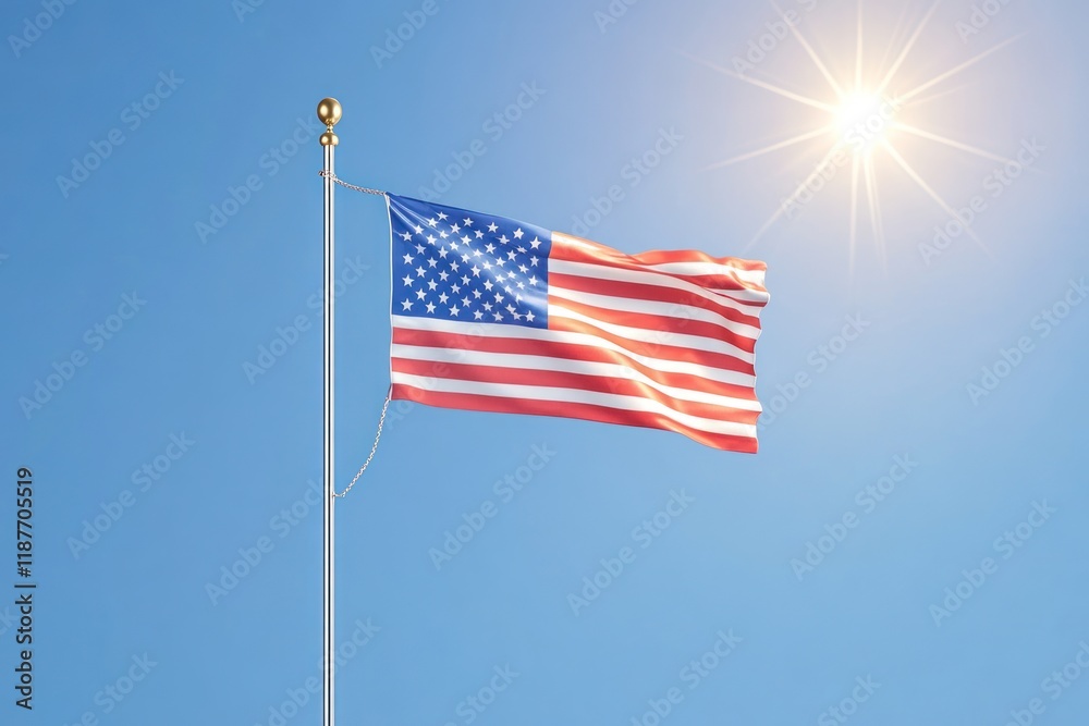 Proudly Displaying Our Identity and Values: American Flag on 4th of July Independence Celebration Proudly Displaying Our Identity and Values: American Flag on 4th of July Independence Celebration