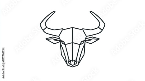 Wallpaper Mural Geometric line art illustration of a bull's head, minimalist design, black lines on white background. Torontodigital.ca
