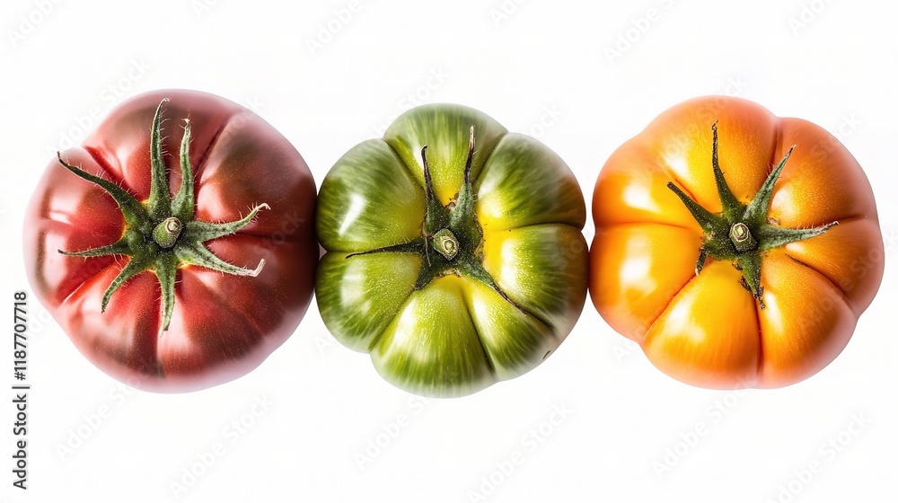 Brightly Colored Ripe Tomatoes Isolated on White Background Brightly Colored Ripe Tomatoes Isolated on White Background