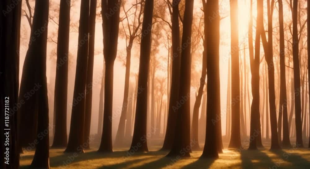 Long Shadows of Trees Over a Peaceful Garden as the Sun Sets Long Shadows of Trees Over a Peaceful Garden as the Sun Sets