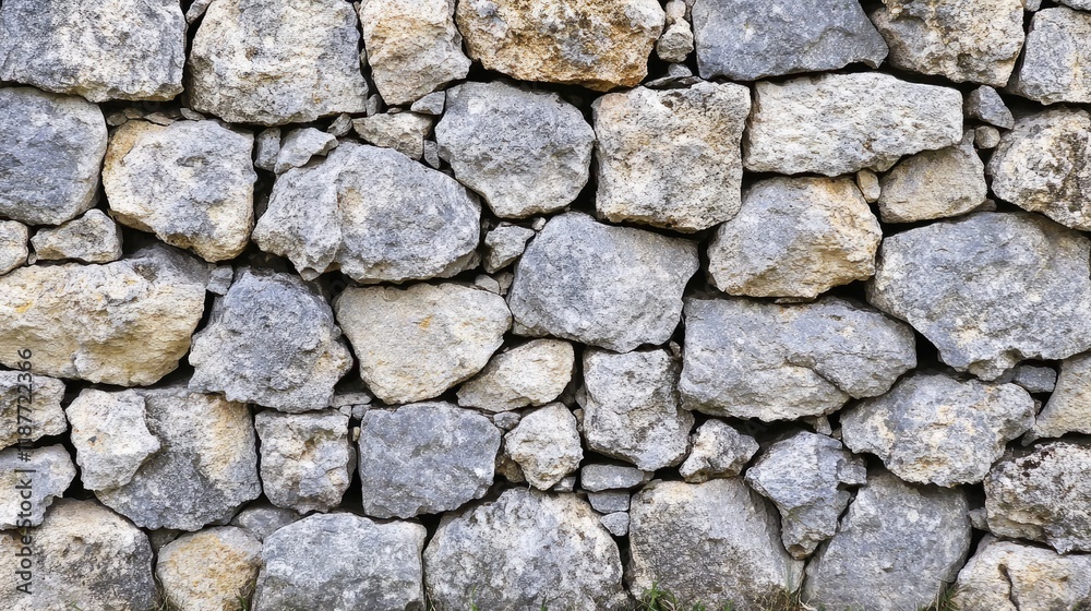 Dry stone wall texture background. Grey and beige stones, rough surface. Close-up. Dry stone wall texture background. Grey and beige stones, rough surface. Close-up.