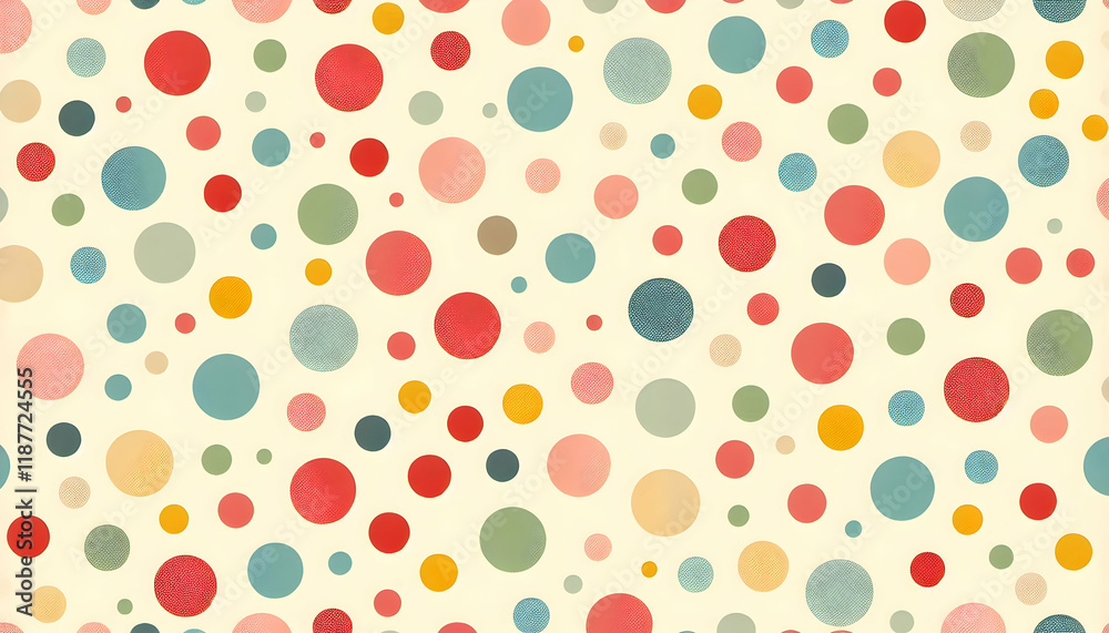 Background A pattern of colorful polka dots on a light beige background The dots in shades of red, green, pink, yellow, and blue are scattered evenly to create a subtle yet playful design Background A pattern of colorful polka dots on a light beige background The dots in shades of red, green, pink, yellow, and blue are scattered evenly to create a subtle yet playful design