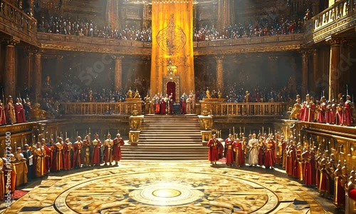 A King Addresses His Royal Court in a Magnificent Palace