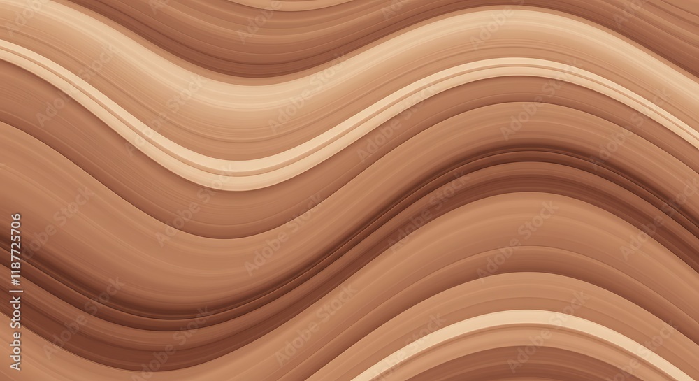 Abstract Waves in Warm Neutral Beige and Mocha Mousse Tones – Layered Soft Curves and Smooth Textures for a Minimalist and Elegant Design
