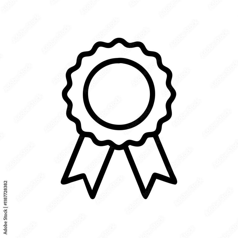 Circular ribbon medal outline icon