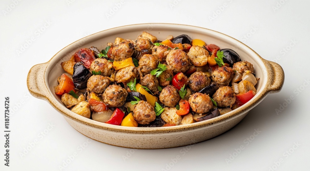 Rustic Baked Meatballs with Roasted Vegetables Rustic Baked Meatballs with Roasted Vegetables