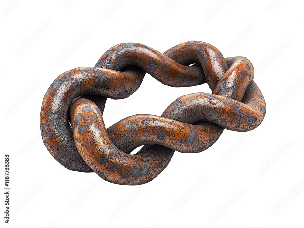 Worn and Twisted Metal Chain Link Isolated on transparent background Worn and Twisted Metal Chain Link Isolated on transparent background