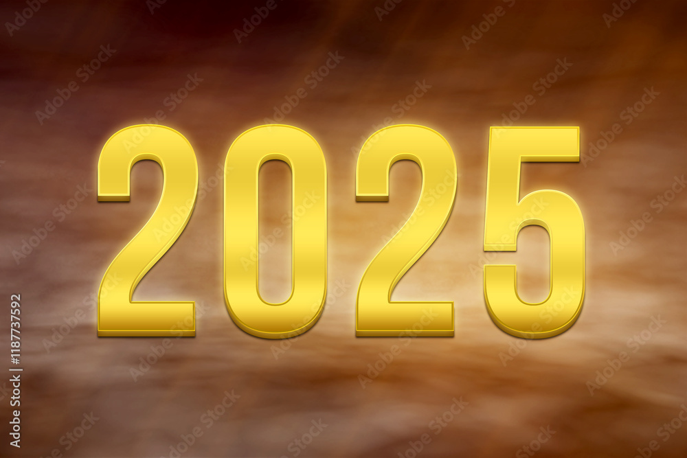 3d Rendering Illustration of an artistic golden 2025 design. 3d Rendering Illustration of an artistic golden 2025 design.