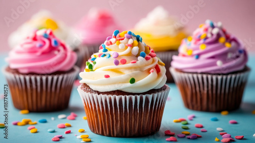 Birthday cup cake, anniversary or party concept