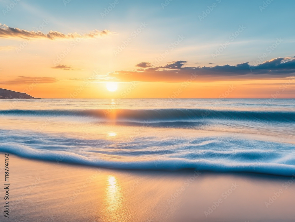wave and sunset on a background a sea wave and sunset on a background a sea