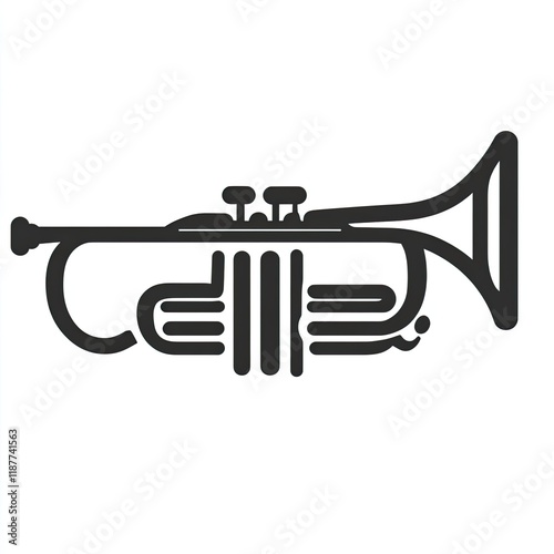 A Simple Line Drawing Of A Trumpet