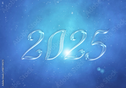 3d rendering illustration of a bright glassy 2025 design