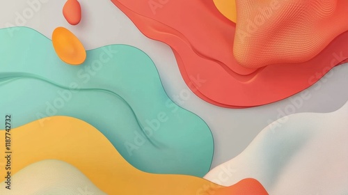 Wallpaper Mural Abstract Colorful Waves: A Vivid 3D Render of Fluid Forms and Pastel Hues Torontodigital.ca