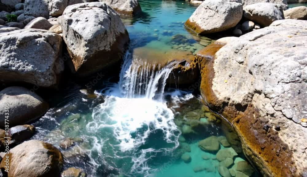 The flowing river water creates an amazing waterfall The flowing river water creates an amazing waterfall