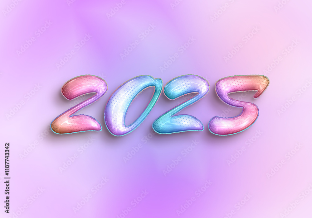 3d Rendering illustration of a bright colorful 2025 design 3d Rendering illustration of a bright colorful 2025 design