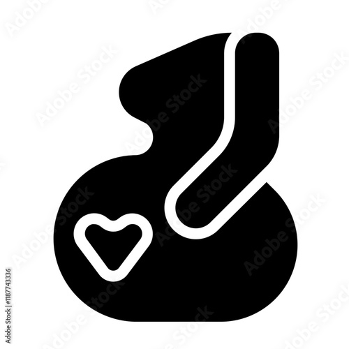 Baby Bump with Heart Solid Icon