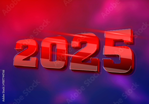 3d Rendering of a red cinematic illustration of a 2025 design