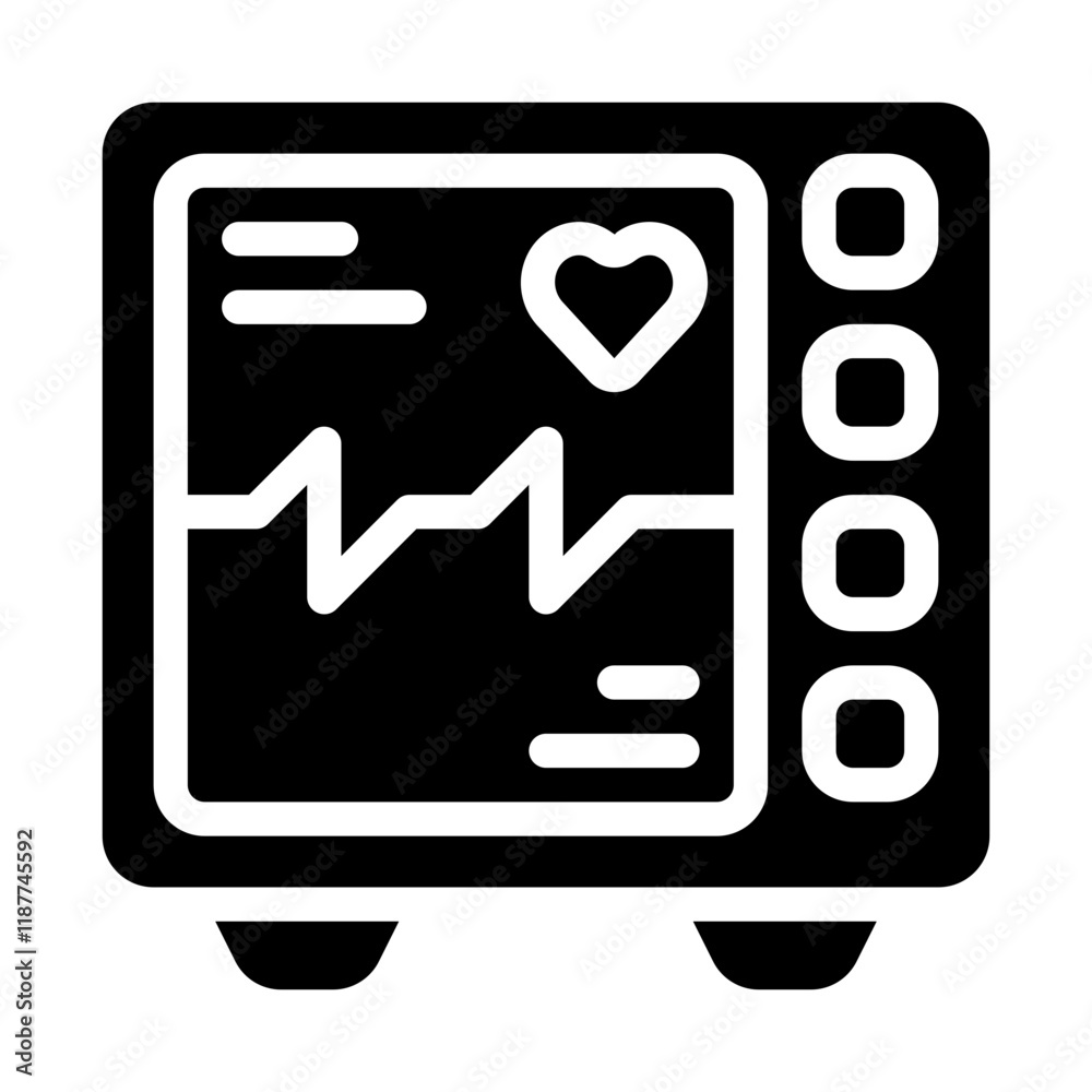 Connected ECG Machine Solid Icon Connected ECG Machine Solid Icon