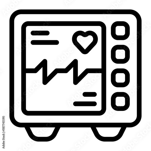 Connected ECG Machine Line Icon