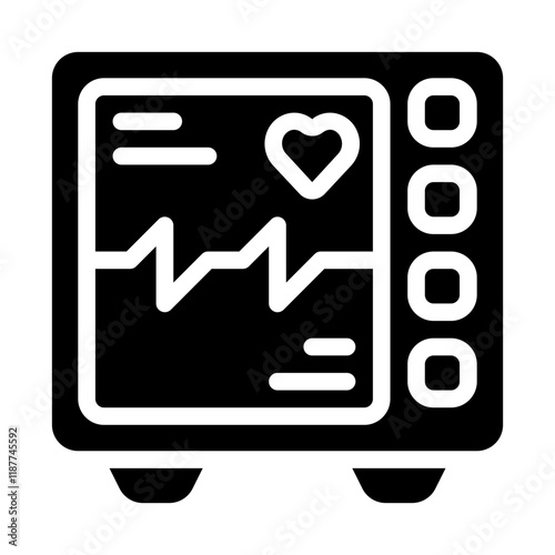 Connected ECG Machine Solid Icon