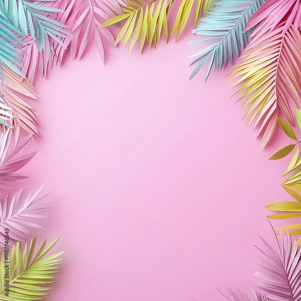 Pastel Palm Leaves Frame Pastel Palm Leaves Frame