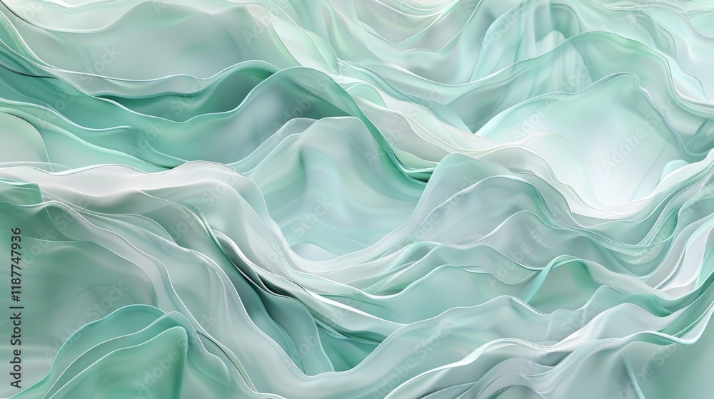 Obraz premium Abstract Teal and White Swirling Fabric Texture