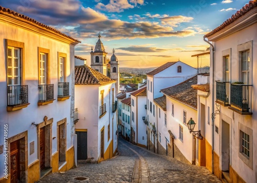 Evora Portugal: Ancient Whitewashed Walls & Cobblestone Streets - Historic Old Town Charm photo