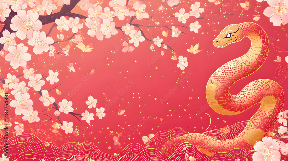 The image depicts a Chinese dragon on a red wall, surrounded by intricate floral patterns and decorative elements,Chinese New Year 2025 The image depicts a Chinese dragon on a red wall, surrounded by intricate floral patterns and decorative elements,Chinese New Year 2025
