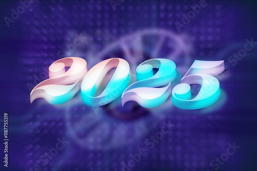 3d rendering illustration of a colorful smoky 2025 design