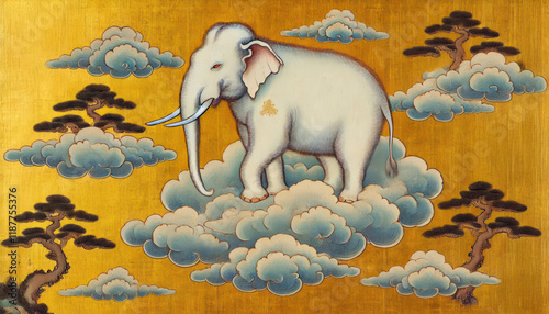 金屏風絵／象