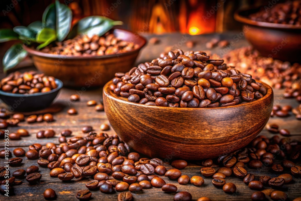 Fototapeta premium Indonesian Coffee Beans, Bali Coffee, Brown Bowl Coffee Grains, Coffee Brewing, Aromatic Coffee, Rich Coffee, Discover Coffee Art, Coffee Bean Origin, Bali Coffee Beans, Coffee Making Process