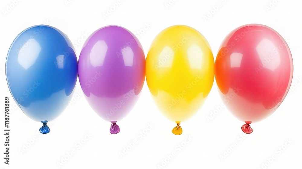 Six Isolated Multicolored Balloons on a White Background Six Isolated Multicolored Balloons on a White Background
