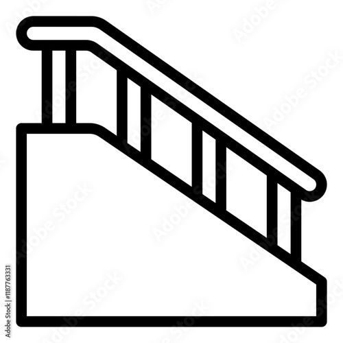 Handrail obstacle outline icon representing skateboarding challenges in skate parks