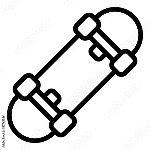 Skateboard outline icon representing essential equipment for skateboarding