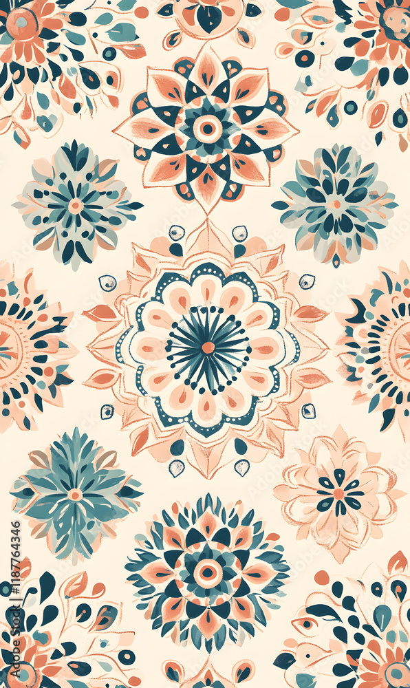 Collection of Tile Patterns Featuring Intricate Geometric and Floral Motifs, Hand-Drawn Doodles, and Traditional Ethnic Designs in Muted and Vibrant Color Palettes Collection of Tile Patterns Featuring Intricate Geometric and Floral Motifs, Hand-Drawn Doodles, and Traditional Ethnic Designs in Muted and Vibrant Color Palettes