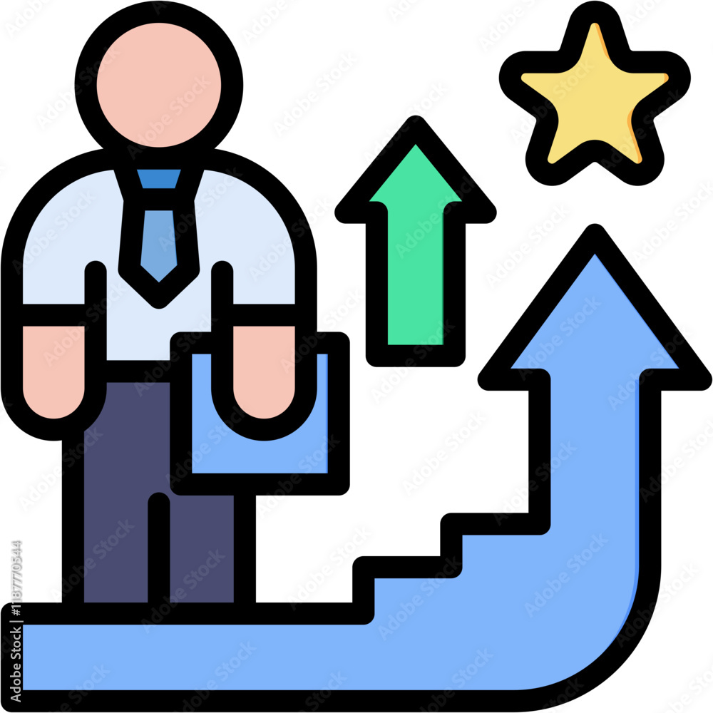 Career Rise lineal color icon Career Rise lineal color icon