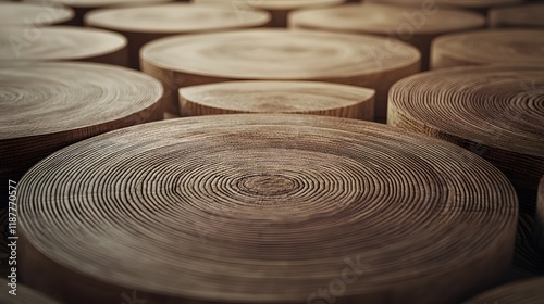 Wooden Blocks Arranged in Concentric Circles for Artistic Display and Unique Design Elements photo