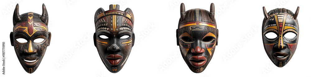 Four masks with different designs and colors