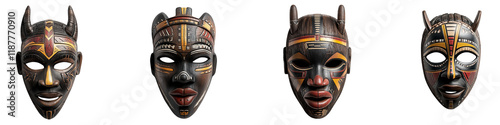 Obraz na płótnie Four masks with different designs and colors w salonie