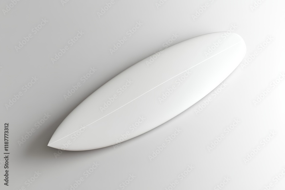 White surfboard top view on white background. White surfboard top view on white background.