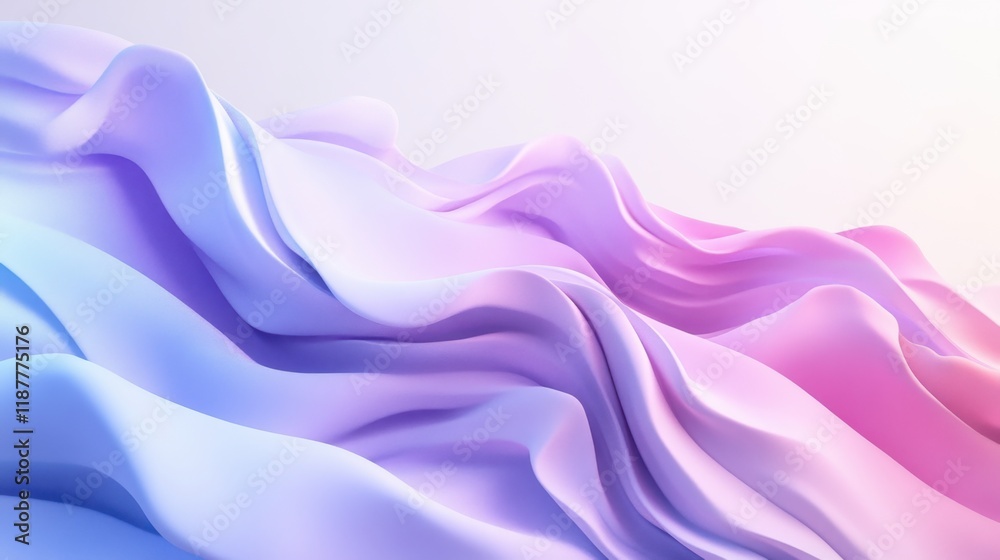 Fototapeta premium Abstract Pastel Waves: Serene 3D Render of Flowing Fabric Textures in Soft Hues