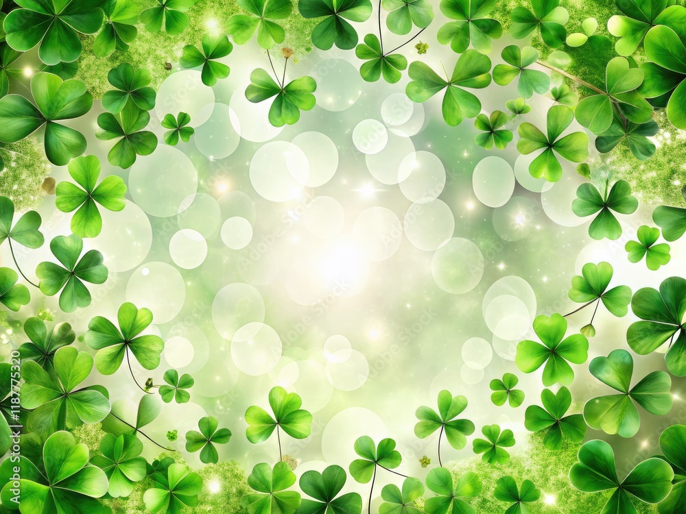 Festive white St. Patrick's Day background, featuring an abstract shamrock border for spring holiday décor. Festive white St. Patrick's Day background, featuring an abstract shamrock border for spring holiday décor.