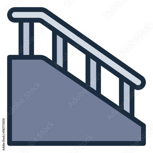 Handrail obstacle filled line icon representing skateboarding challenges in skate parks