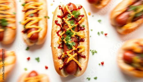 Savory Gourmet Hot Dog: A Vibrant Culinary Image photo